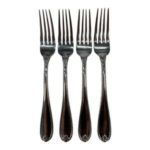 4 - Lenox Tudor Bead Augusta Dinner Forks 18/10 Stainless Steel Flatware